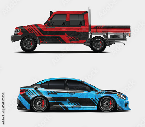 Custom Car Wraps Designs for Pickup Truck and Sedan