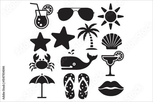 Beach Silhouette Bundle – Tropical Summer Vector Collection