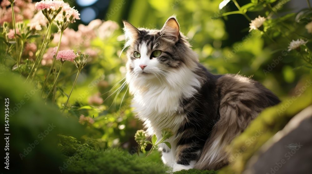 Obraz premium garden black and white cats