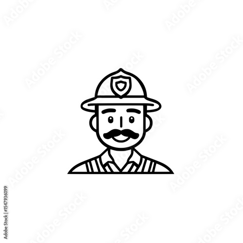 Simple icon of a firefighter wearing helmet representing bravery protection