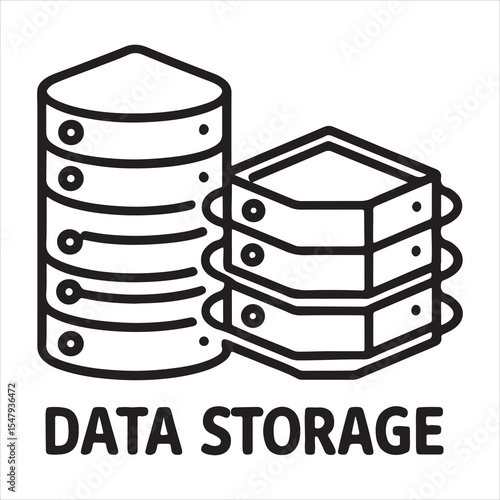 Data Storage Icon – Minimal Tech Design Representing Cloud, File, and Database Systems
