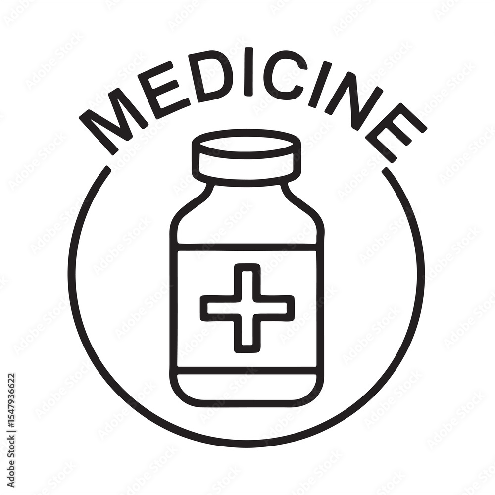 Fototapeta premium Medicine Icon – Minimal Medical Illustration for Pills, Capsules, and Drug Use