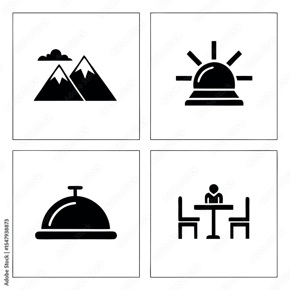 Fototapeta premium Four simple black icons isolated on white background