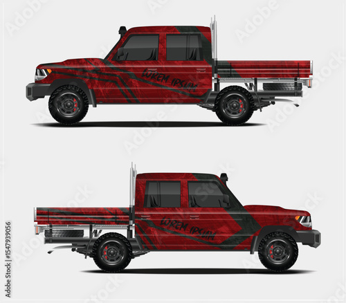 Red and Black Off Road Truck Design Mockup