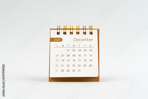 Wallpaper Mural December 2026 Mini desk calendar on white background. Torontodigital.ca