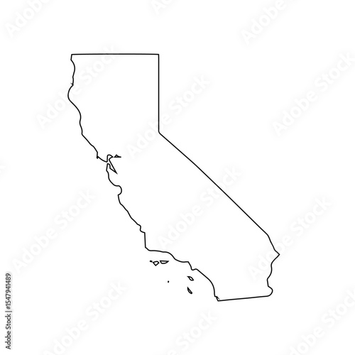 vector map of California isolated on a transparent background