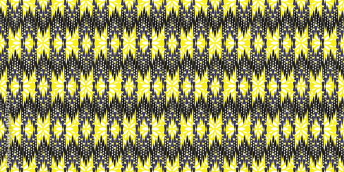 African ethnic traditional yellow and blue pattern. zigzag seamless beautiful Kitenge, chitenge style. fashion design in colorful. Geometric chevron abstract motif. Ankara prints, African wax prints.