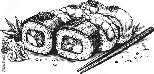 Japanese Cuisine: Sushi Plate Engraving