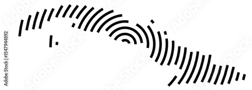 Abstract map of Cuba showing the country with a black spiral line