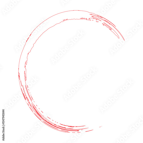 Hand-Drawn Red Outline Half Circle Brush Vector