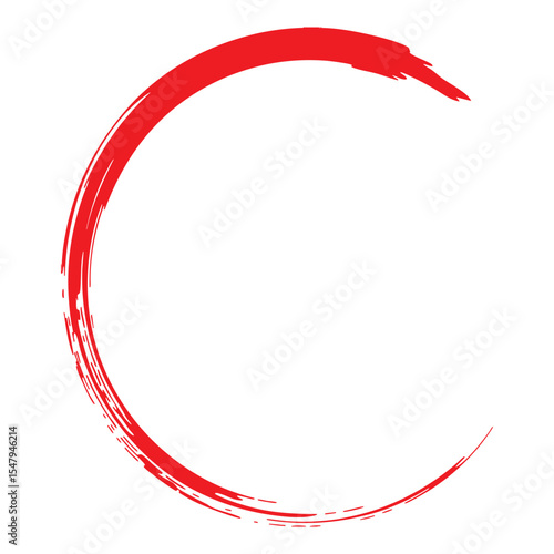 Minimal Red Brush Circle Enso Stroke Vector Design