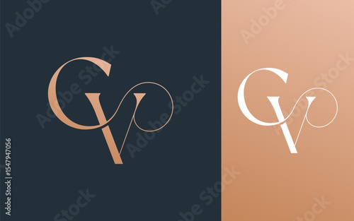 Initial letter CV VC logo design vector illustration for couple, wedding, and business