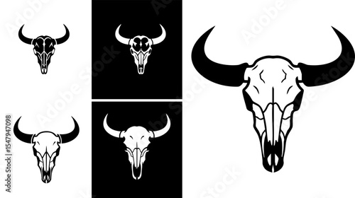 Powerful Bull Skull Logo