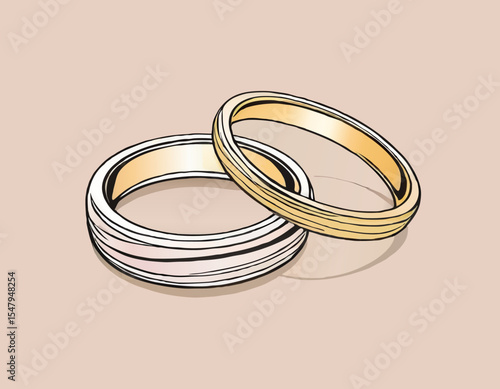 set of wedding rings simple cartoon vector illustration