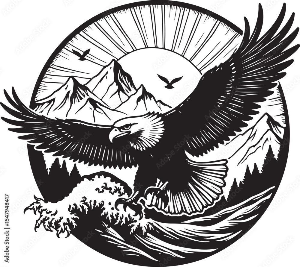 Obraz premium Eagle Mountain Rock Perch Vector bundle