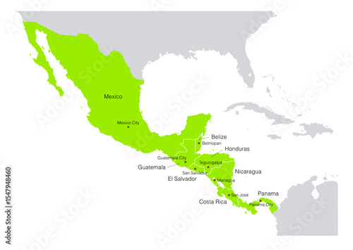 世界の地図より、中央アメリカの地図　(Map of central america.)
