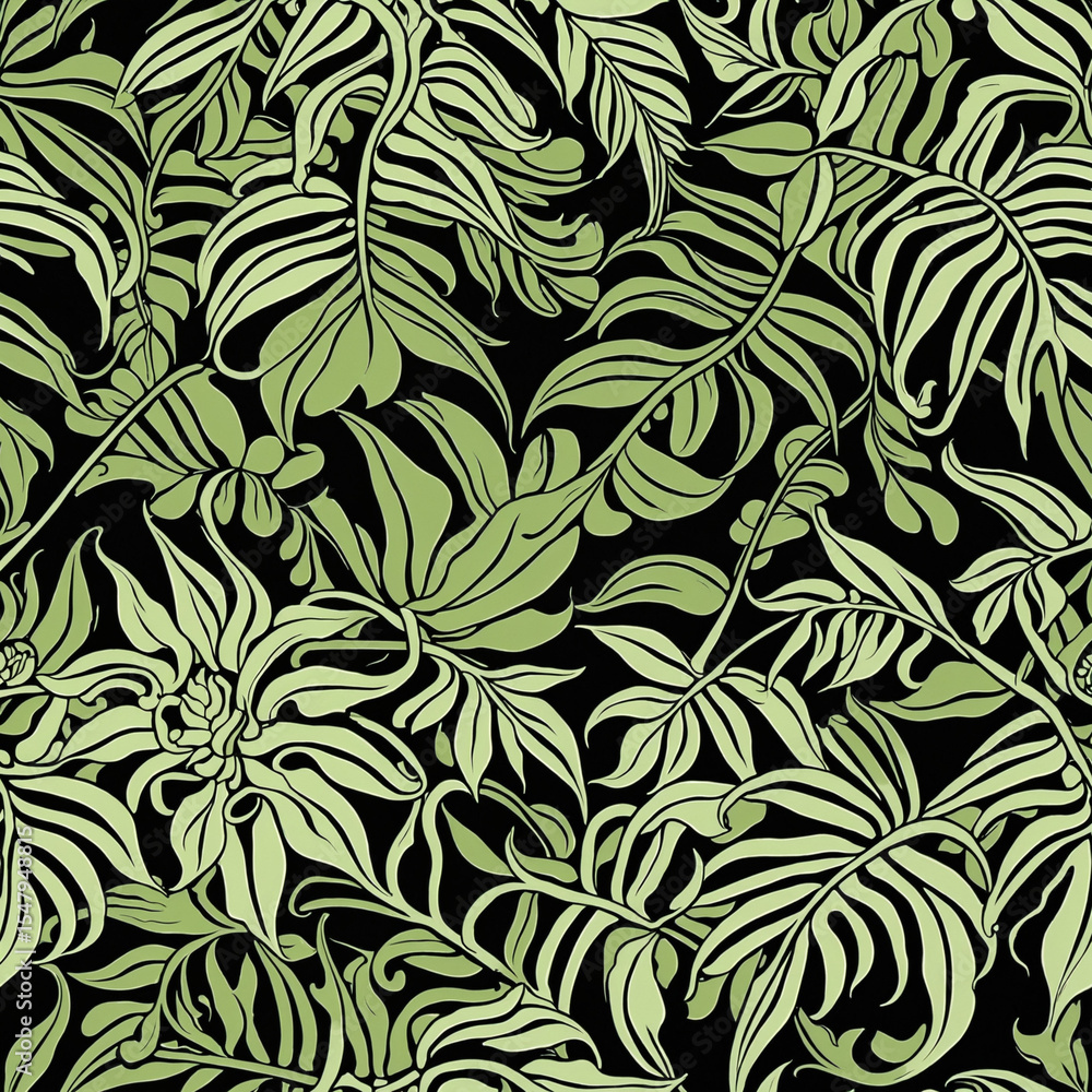 Fototapeta premium Fern green Leaf camouflage pattern seamless