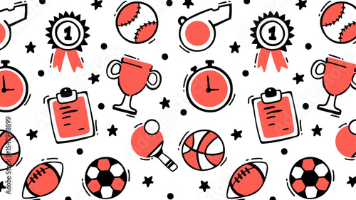 School element doodles on set background. Back to school hand drawn vector illustration.