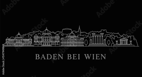 Baden bei Wien Skyline Austria Line art.