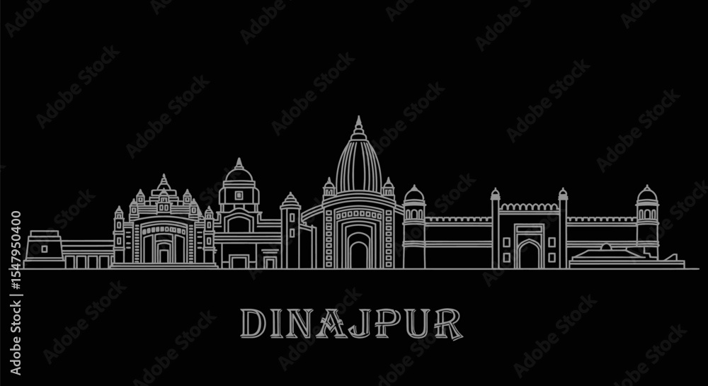 Obraz premium Dinajpur with Bangladesh City Skyline Vector.
