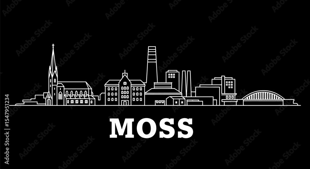Obraz premium Moss with Norway Skyline Silhouette, Vector, and Cityscape.