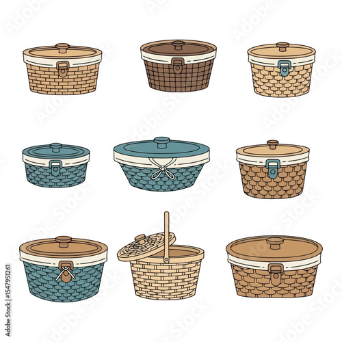 Assorted picnic baskets collection