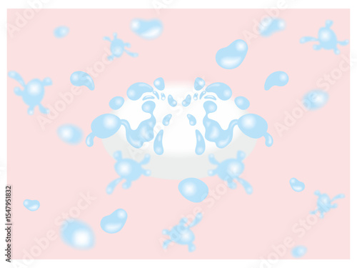 A set of blue bubbles of different shapes arranged in a geometric pattern