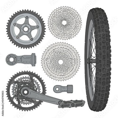 Bike parts components equipment bicycle wheel gear