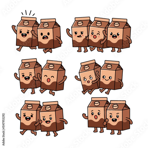 Chocolate Milk Carton Friends Having Fun Together