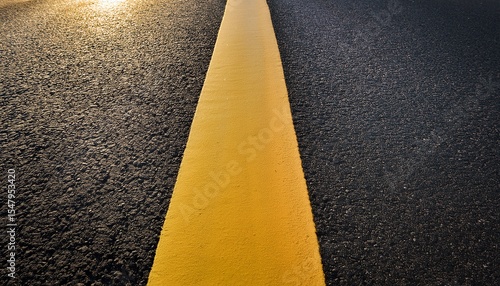 a yellow line on an asphalt road surface provides clear guidance and separation for drivers ensuring safety and order on the roadway with its bright unmistakable marking