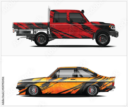 Custom Car Wraps Designs for Pickup Truck and Coupe