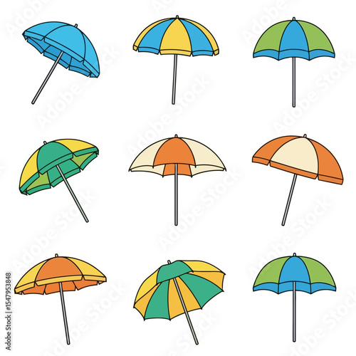 Colorful beach umbrella summer sunshade collection