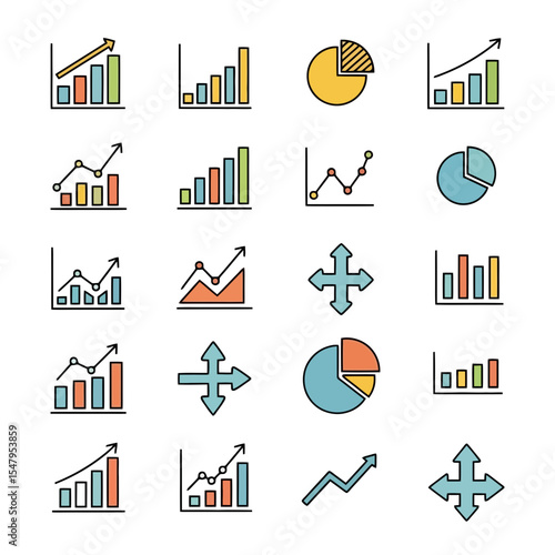 Colorful data diagrams and charts collection