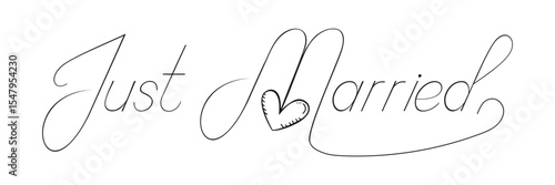 just married illustration on a white background