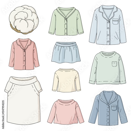 Cotton ball and soft pastel colored clothes