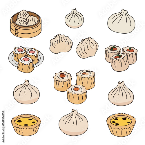 Delicious assorted dim sum collection for asian cuisine