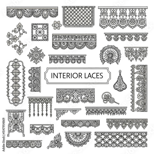 Decorative interior lace pattern set design elements