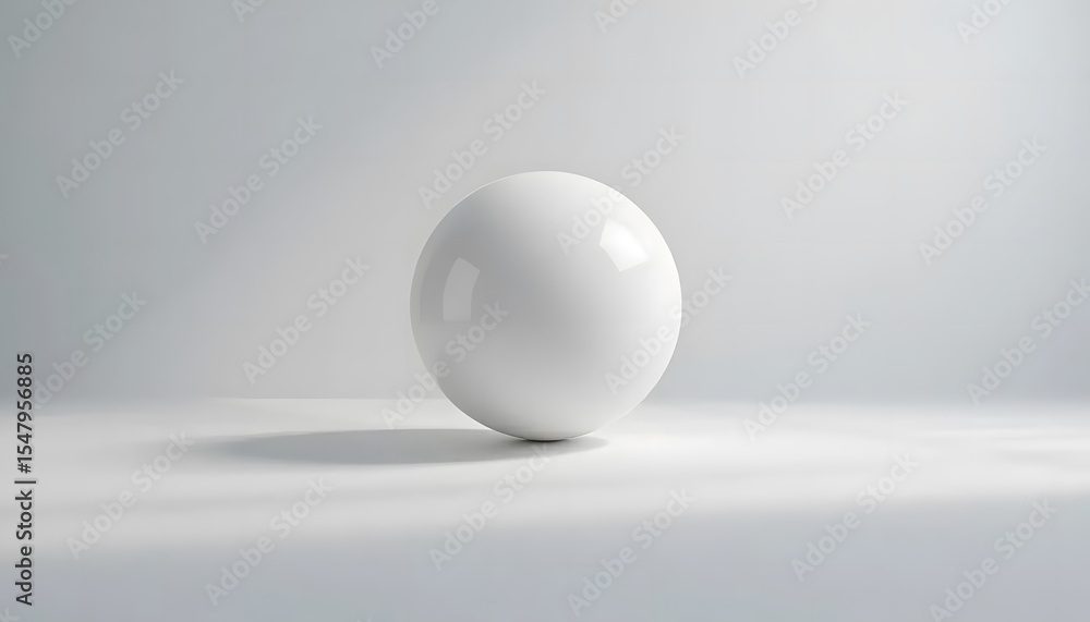 Floating White Sphere on White Surface with Subtle Shadow Floating White Sphere on White Surface with Subtle Shadow