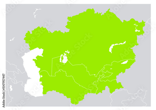世界の地図より、中央アジアの地図　（Map of Central Asia.）

