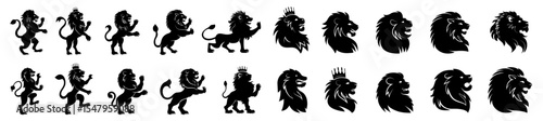 Heraldic lion royal with mane set