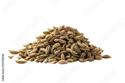 Pile of Aromatic Fennel Seeds on Transparent Background