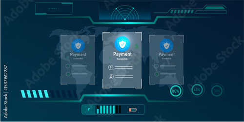 Secure E-Payment Approved with Futuristic Dashboard UI