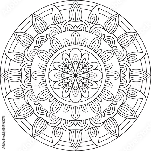 Intricate Mandala Coloring Page Design for Relaxation