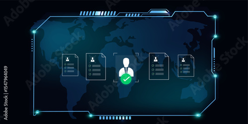 Tech-Driven Human Resources System with AI-Powered Candidate Search in Futuristic HUD
