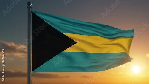 Majestic bahamas flag design at sunrise symbolic representation of nation
