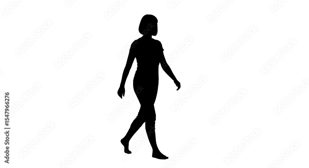 Isolated Silhouette of Walking Woman Isolated Silhouette of Walking Woman