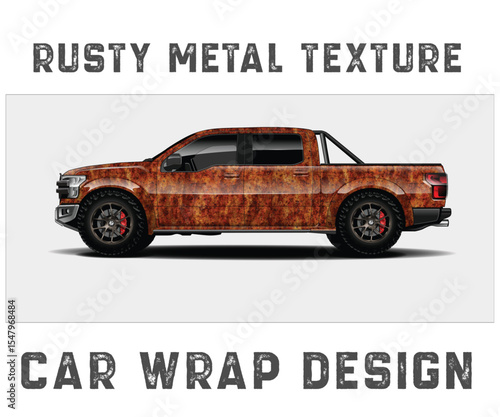 Rusty Metal Texture Car Wrap Design for Truck
