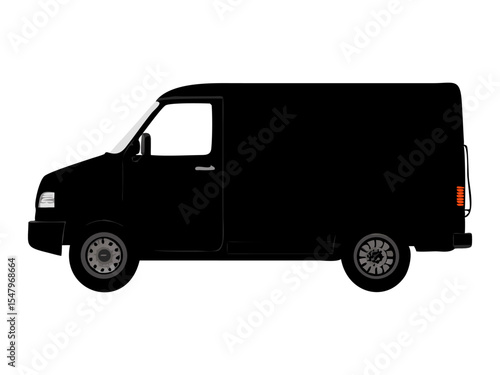 A delivery van full black silhouette vector illustration design