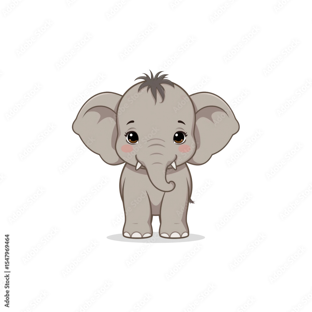 Adorable Baby Elephant Cartoon Illustration Adorable Baby Elephant Cartoon Illustration