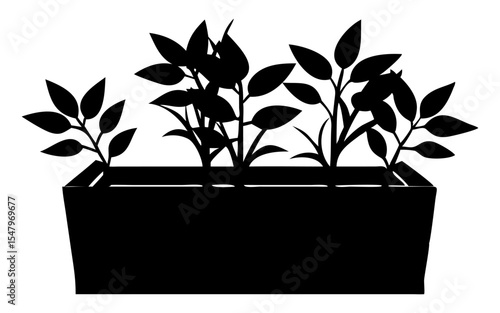 A planter box full black silhouette vector illustration design